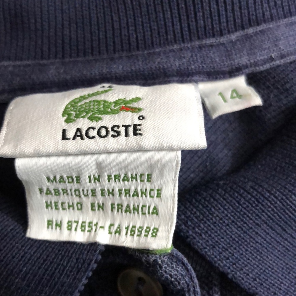 LACOSTE POLO SIZE 46 / 14 Made in FRANCE 🇫🇷 - Picture 7 of 9